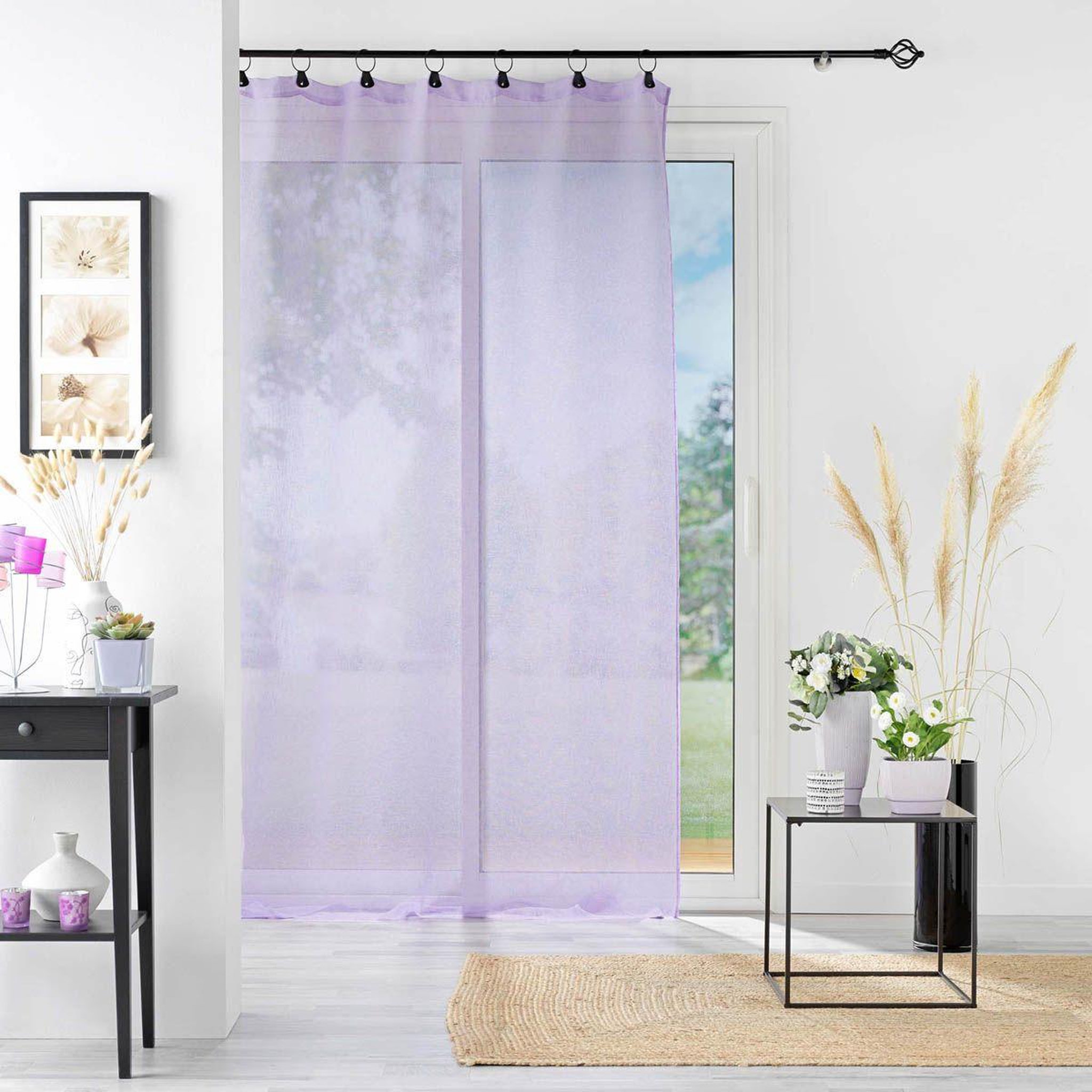 Voir la diapositive 4 : Douceur d'Intérieur Rideau voilage à anneaux  linka  140x240cm lilas