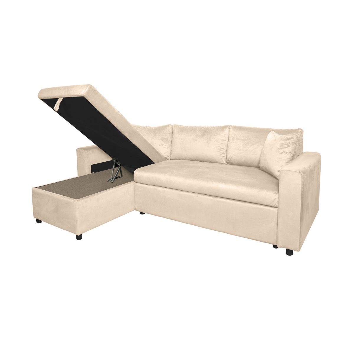 Canapé d'angle réversible convertible avec coffre en tissu ou velours GERALDINE 