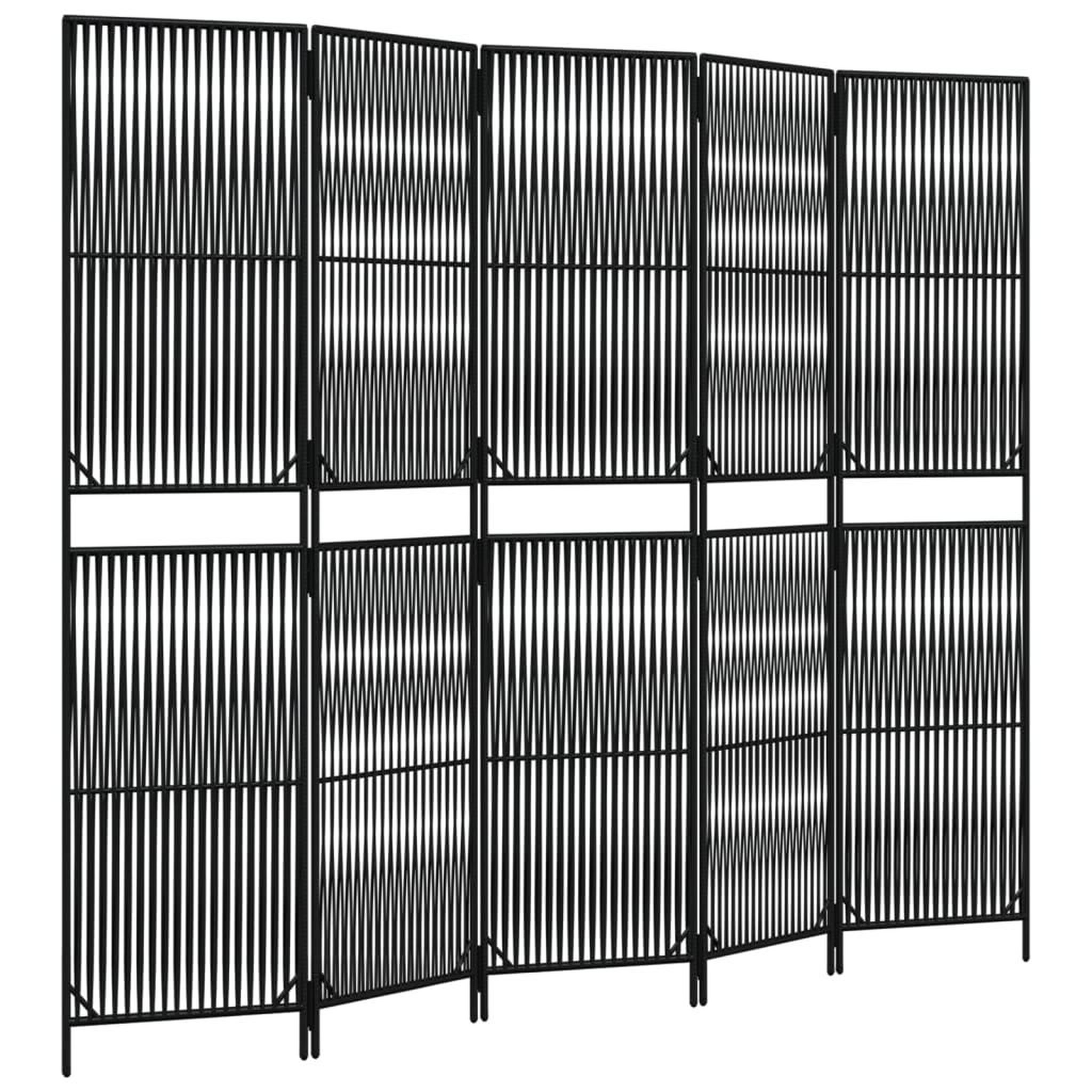 Voir la diapositive 2 : VIDAXL Cloison de separation 5 panneaux noir resine tressee