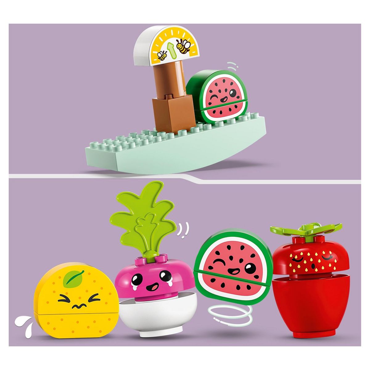LEGO DUPLO 10983 - Le marché bio, Jeu sur la Nourriture, Fruits et Légumes, Apprentissage des Chiffres, Jouets Éducatifs à Empiler, Enfants