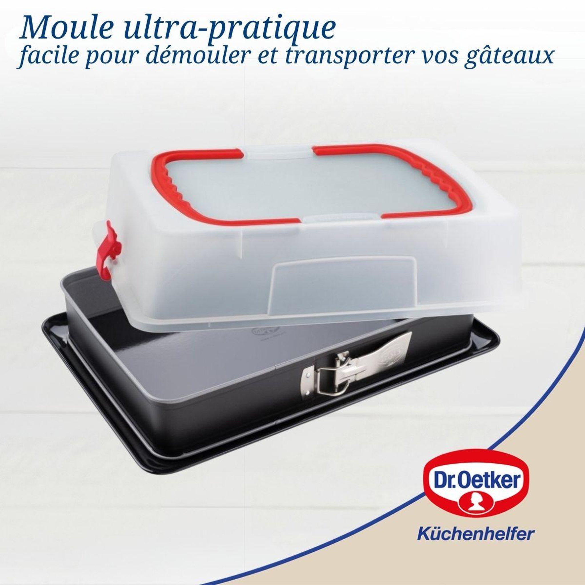 Voir la diapositive 3 : DR.OETKER Moule à charnière rectangulaire avec couvercle de transport 42 x 29 x 7 cm dr. Oetker back-idee kreativ