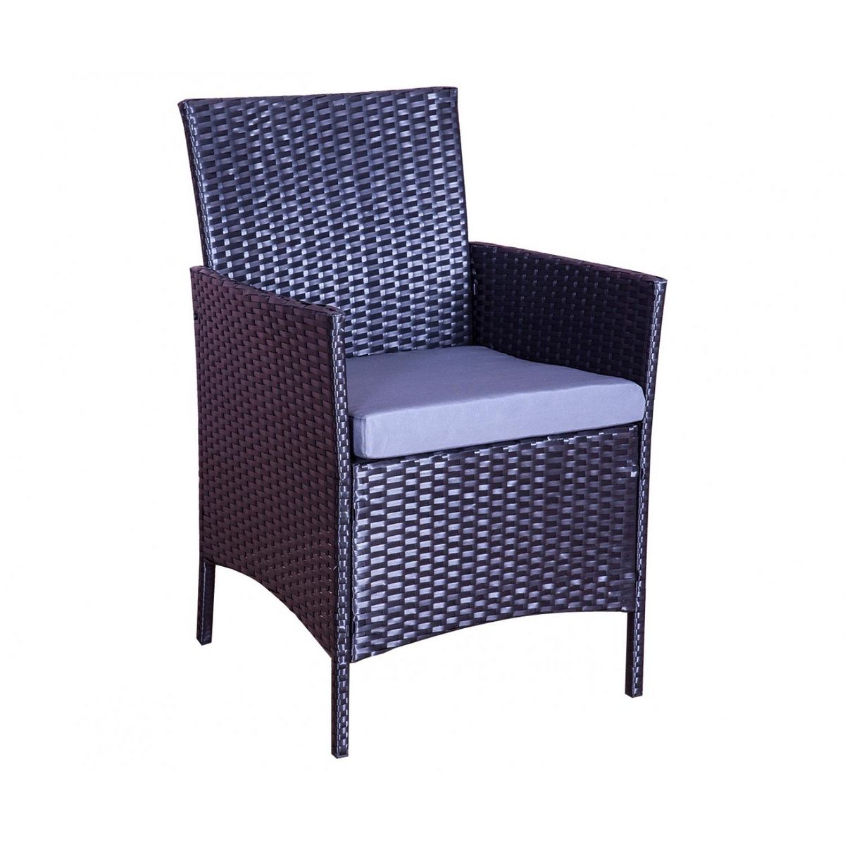 CONCEPT USINE Salon de jardin 4 places en résine tressée noir et gris MYKONOS