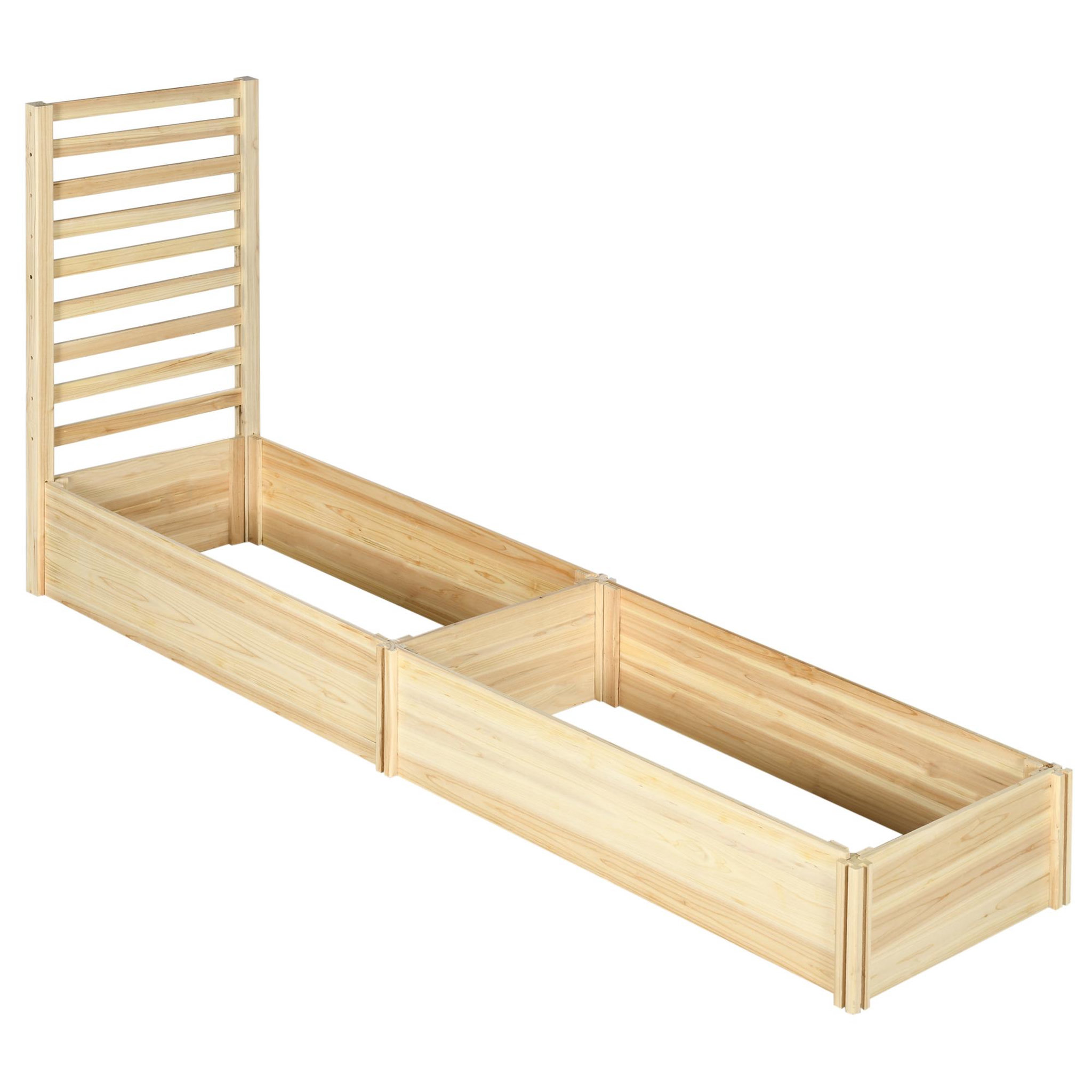 Voir la diapositive 1 : OUTSUNNY Lot de 2 jardinières avec treillis - ensemble de 2 carrés potagers - bois de sapin pré-huilé