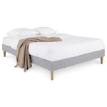 IDIMEX Sommier tapissier VANNES 120 x 190 cm revêtement tissu. Coloris disponibles : Gris, Beige, Noir