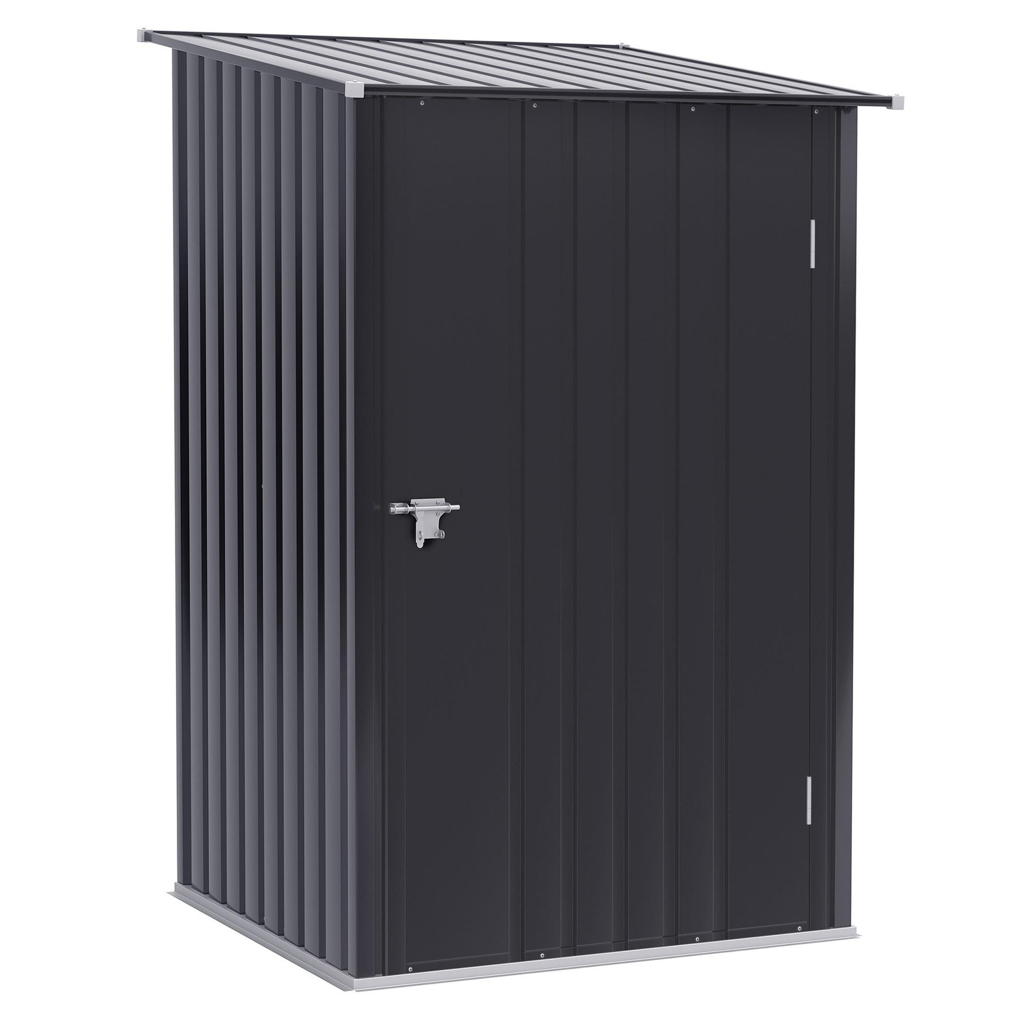 Voir la diapositive 1 : OUTSUNNY Abri de jardin - remise pour outils - cabanon porte verrouillable - dim. 1L x 1,03l x 1,6H m - tôle d'acier ondulée anthracite