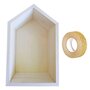 Youdoit Etagère bois maison 22,5 x 14 x 10 cm + masking tape doré à paillettes 5 m