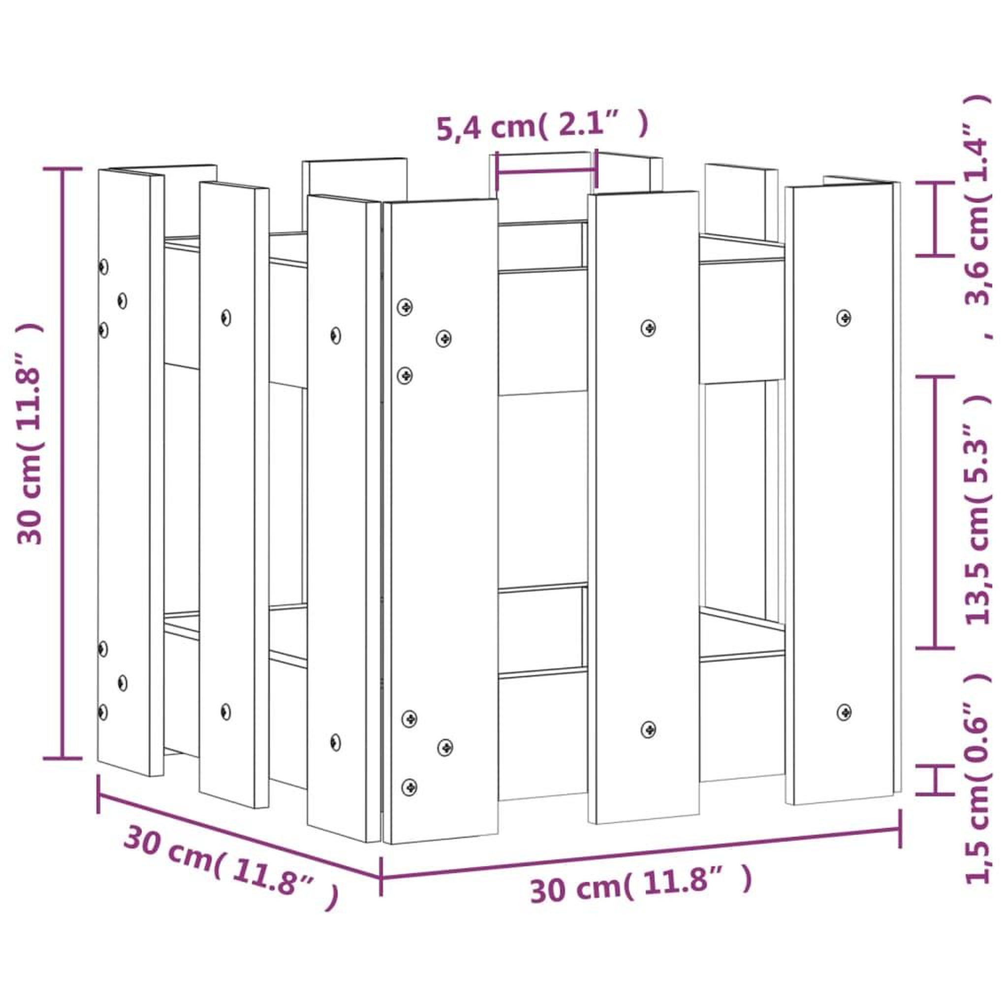 Voir la diapositive 6 : VIDAXL Jardiniere avec design de cloture blanc 30x30x30 cm pin massif
