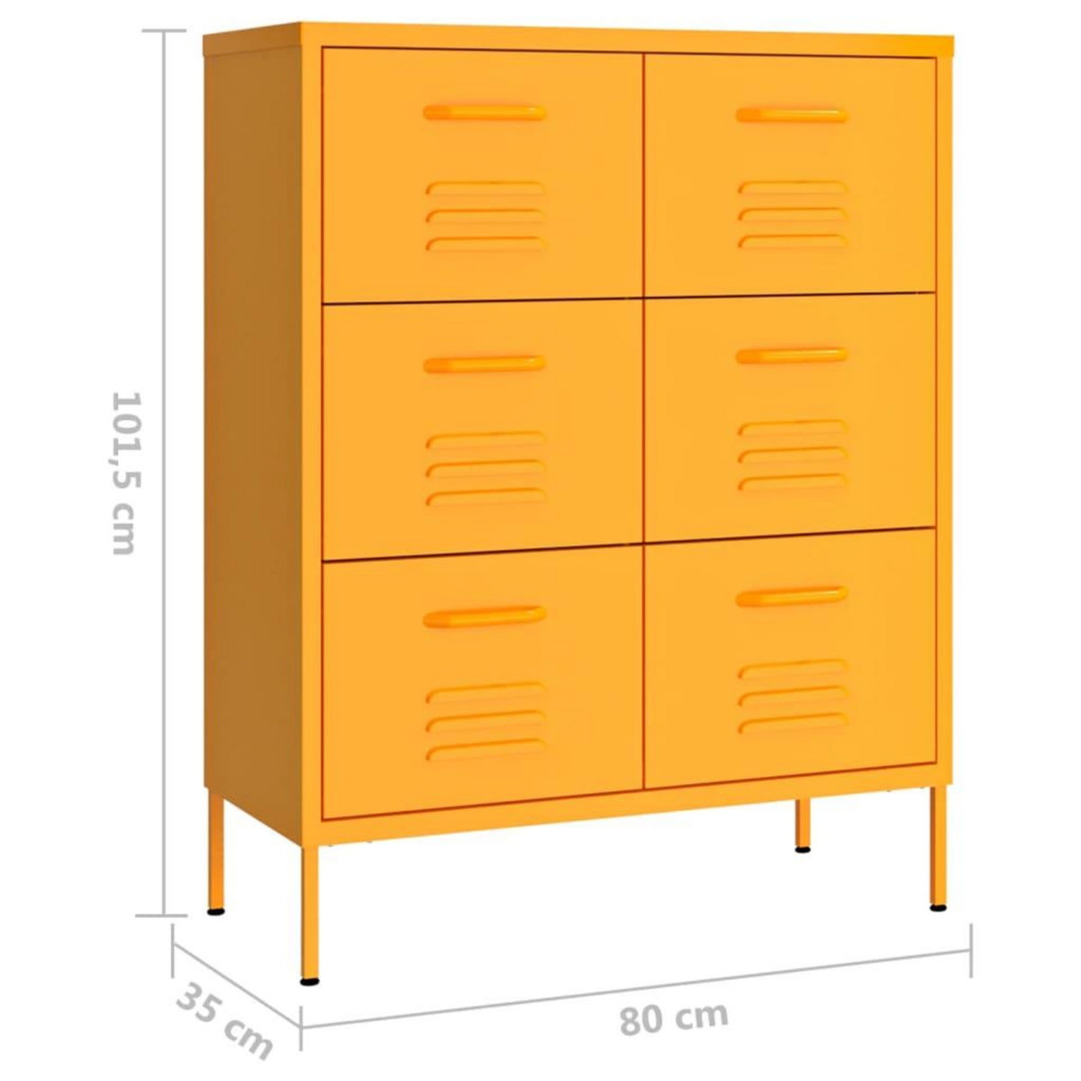 VIDAXL Armoire a tiroirs Jaune moutarde 80x35x101,5 cm Acier