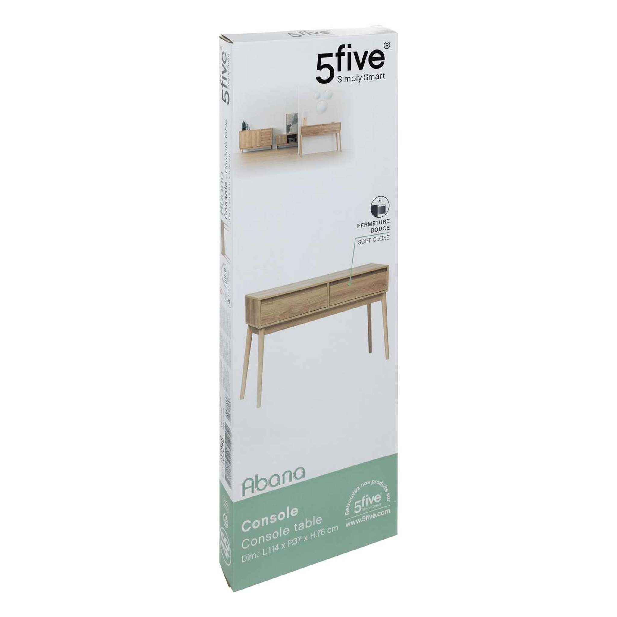Voir la diapositive 6 : FIVE Console 2 tiroirs liam en bois - marron