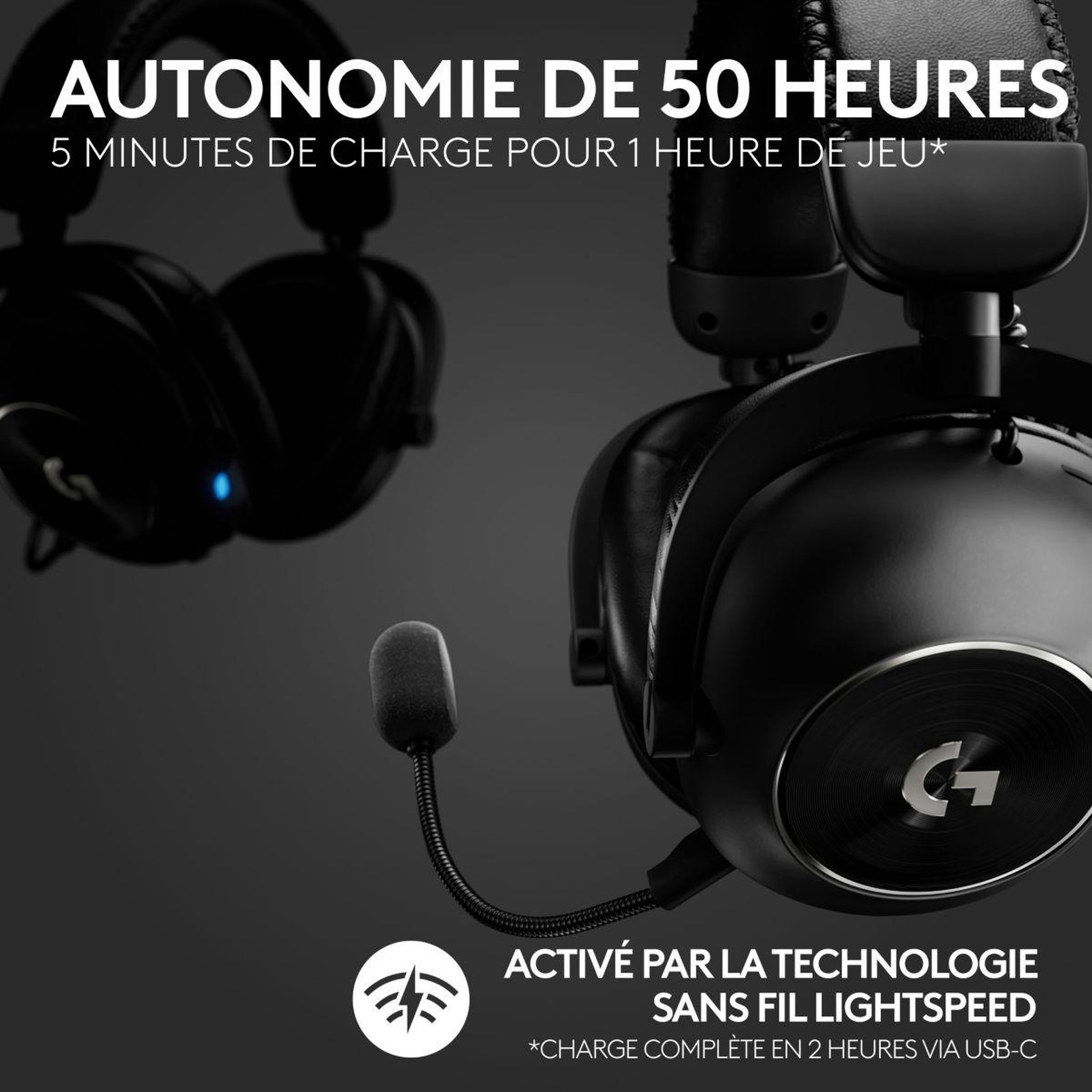 Voir la diapositive 3 : Logitech Casque gamer G PRO X 2 Lightspeed - Noir