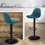 Voir la diapositive 2 : ID MARKET Lot de 2 tabourets de bar KARL design bleu canard pied noir