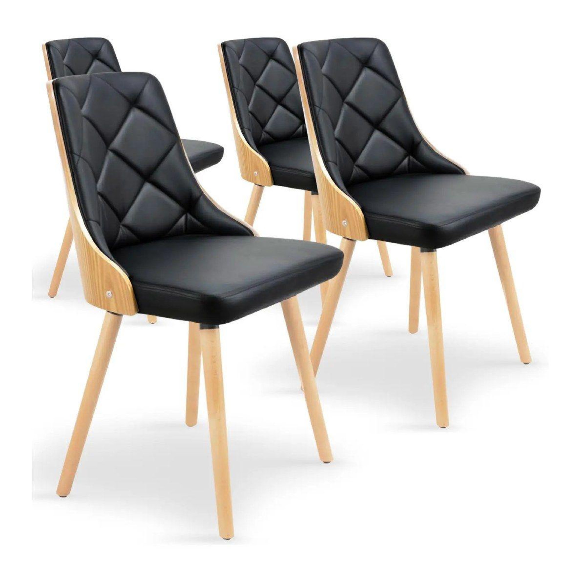 Voir la diapositive 5 : Paris Prix Lot de 4 chaises scandinave  cargo  79cm chêne & noir