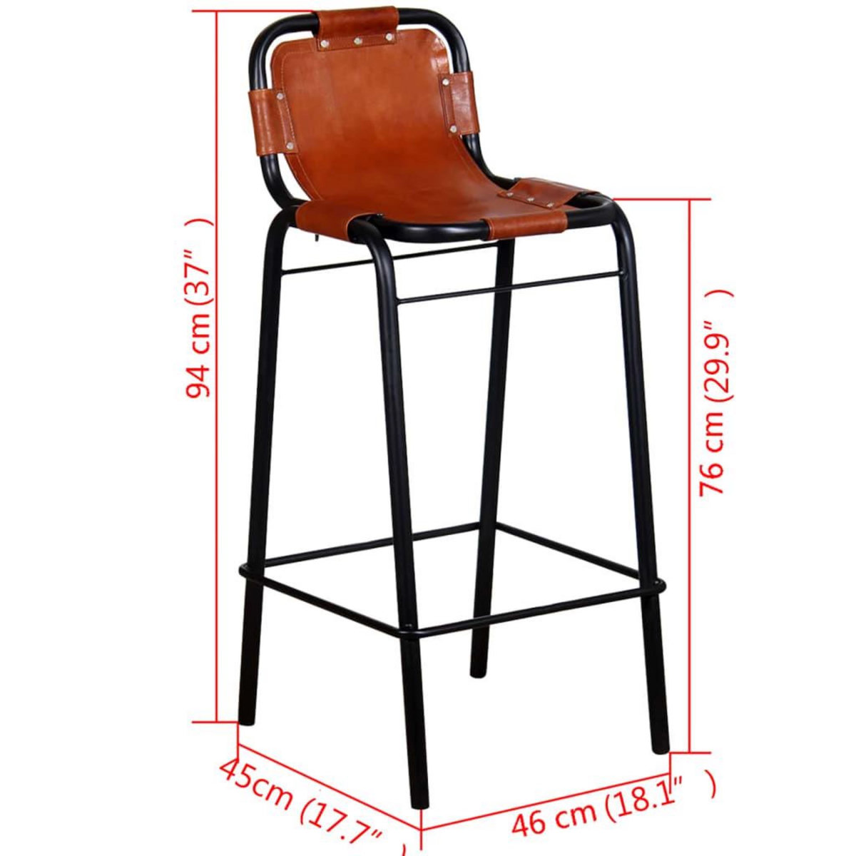 VIDAXL Tabourets de bar lot de 2 cuir veritable
