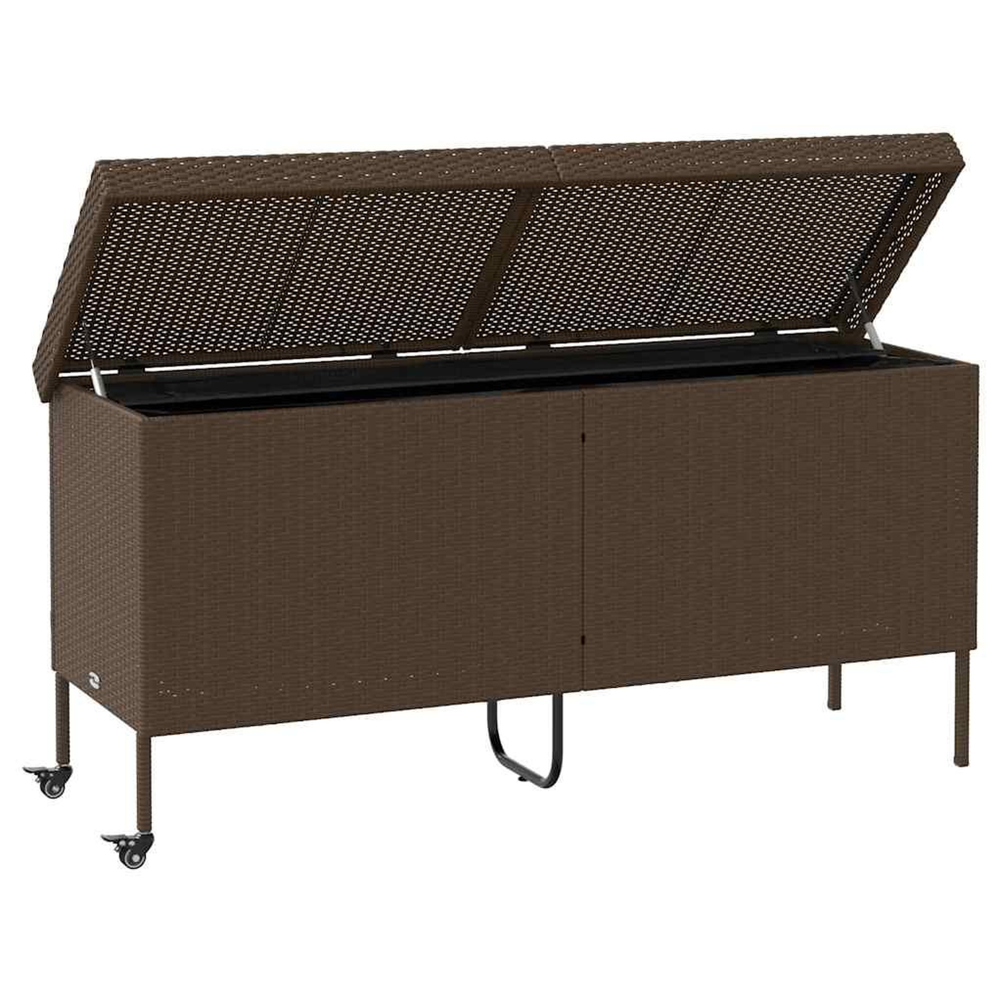 Voir la diapositive 4 : VIDAXL Boîte rangement jardin roues marron 160x55x75 cm resine tressee