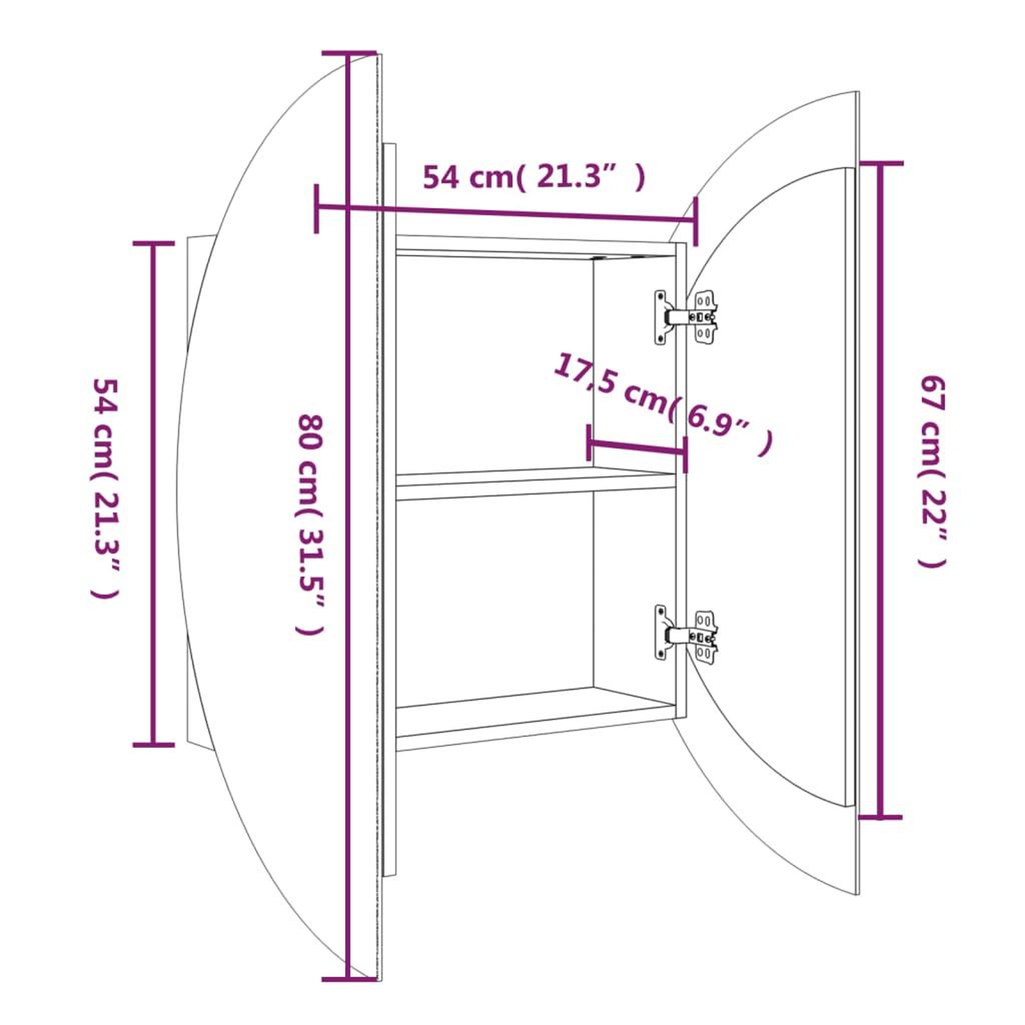 Voir la diapositive 6 : VIDAXL Armoire de salle de bain miroir rond et LED Gris 54x54x17,5 cm