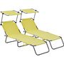 Voir la diapositive 1 : Habitat et Jardin Lt de 2 bains de soleil pliable  Lazy  - Avec pare soleil - Jaune
