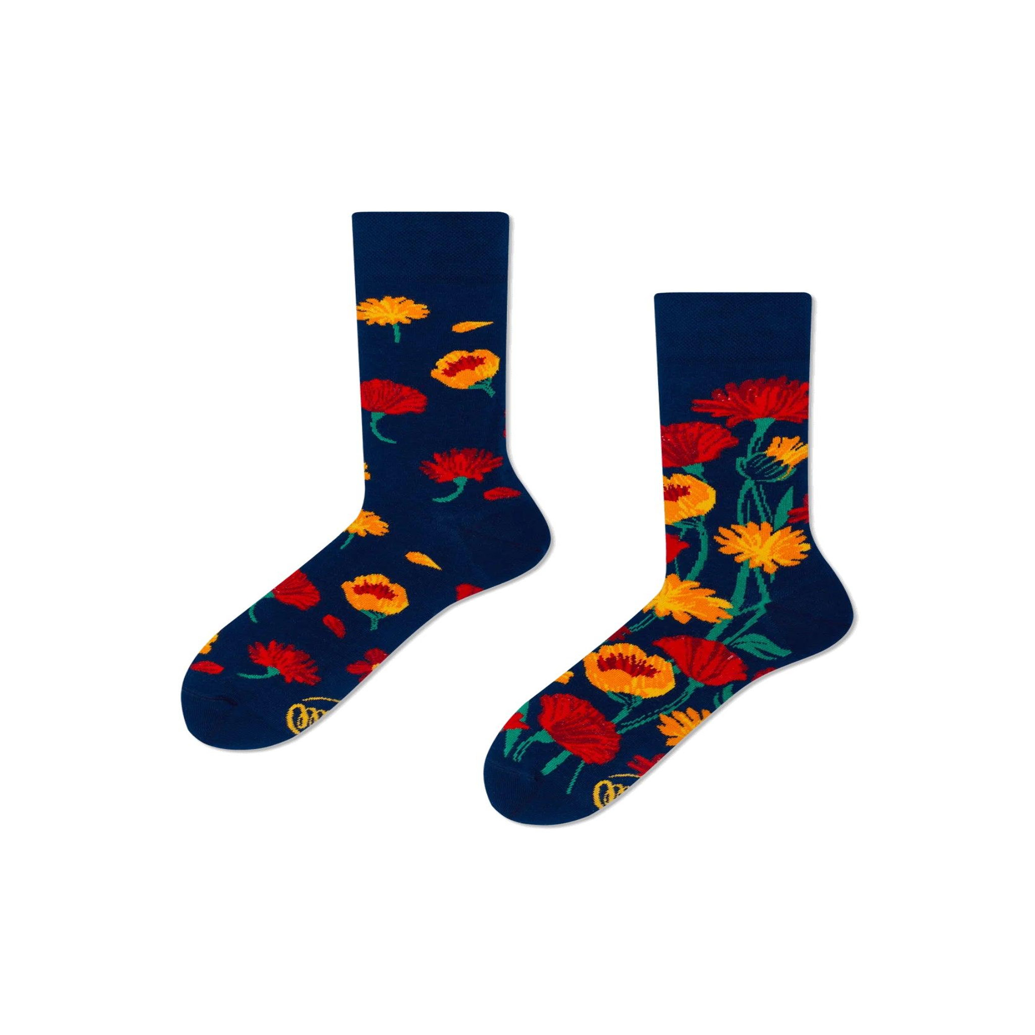 MANY MORNINGS Chaussettes bouquet de fleurs. Coloris disponibles : Bleu