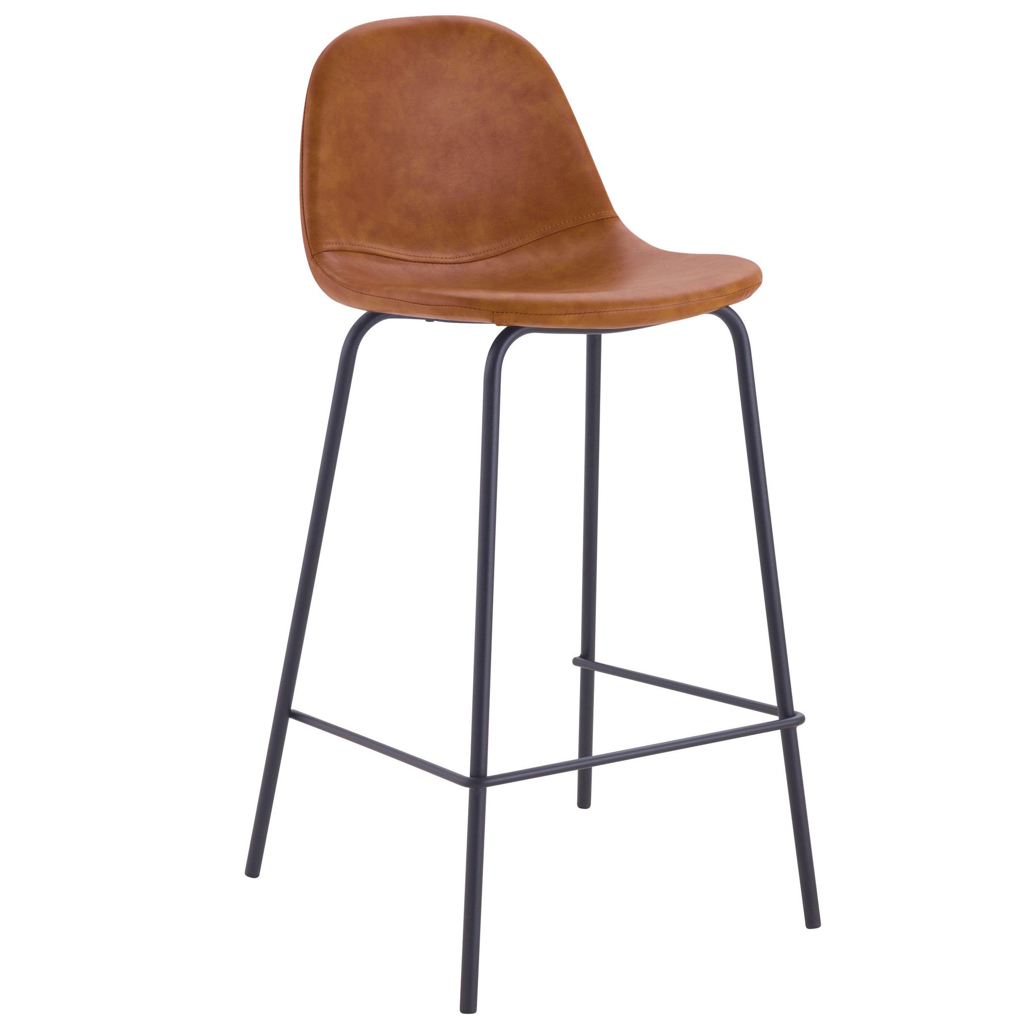 Voir la diapositive 6 : MAISON PAVANE Lot de 2 chaises pour îlot central 65 cm en cuir synthétique camel-Henrik