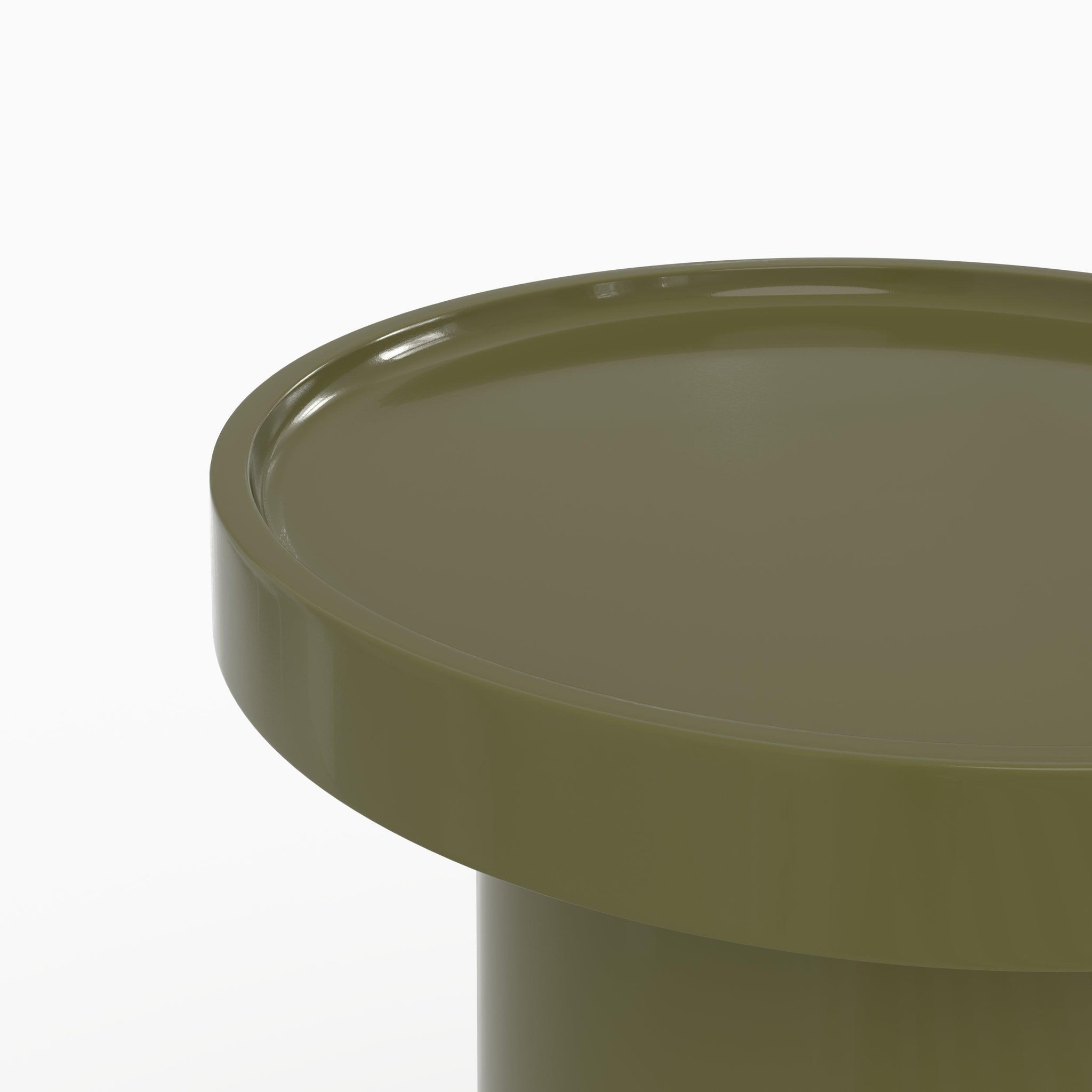 Voir la diapositive 6 : MAISON PAVANE Table d'appoint laquée vert olive en MDF, D40 cm-Nora