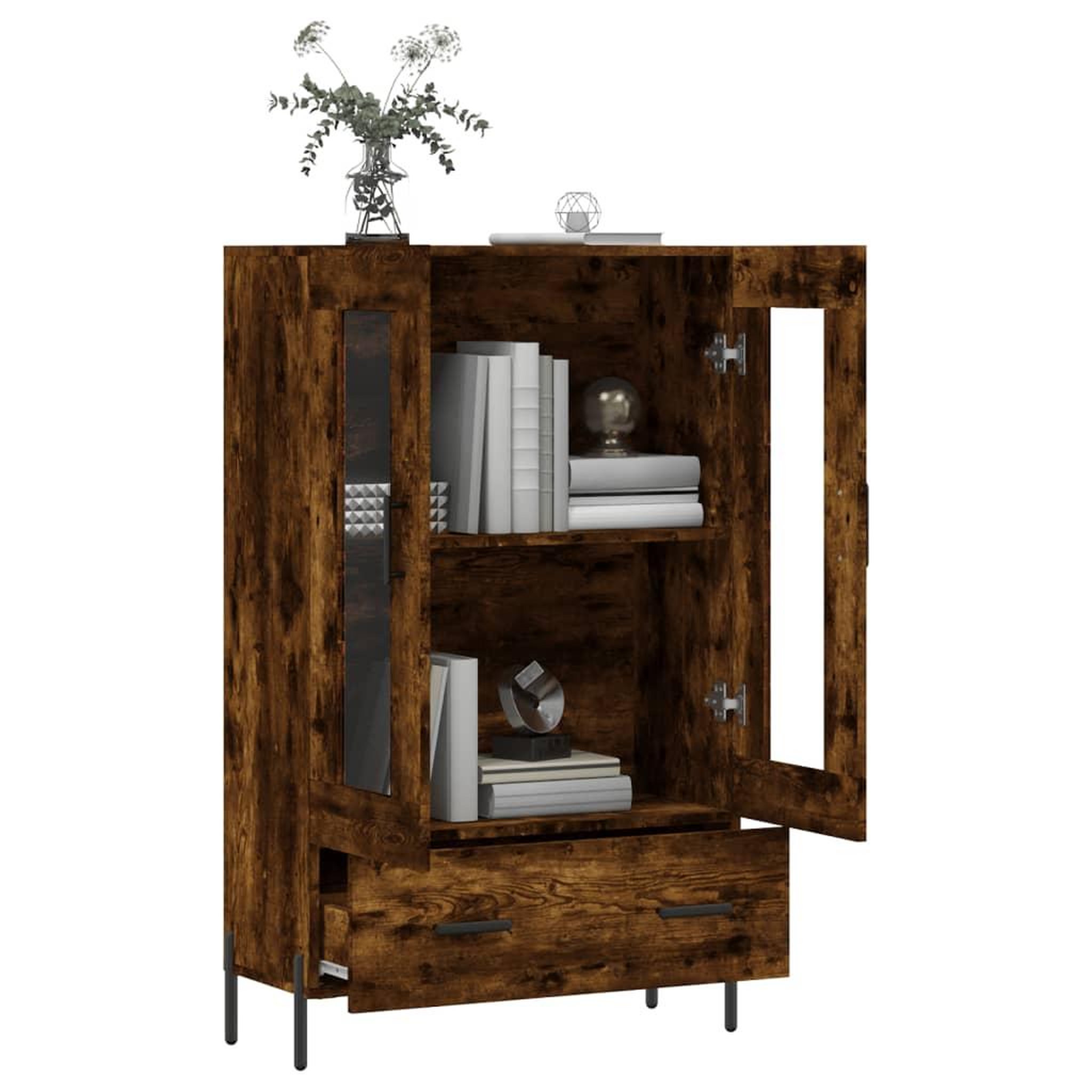 Voir la diapositive 4 : VIDAXL Buffet haut chene fume 69,5x31x115 cm bois d'ingenierie