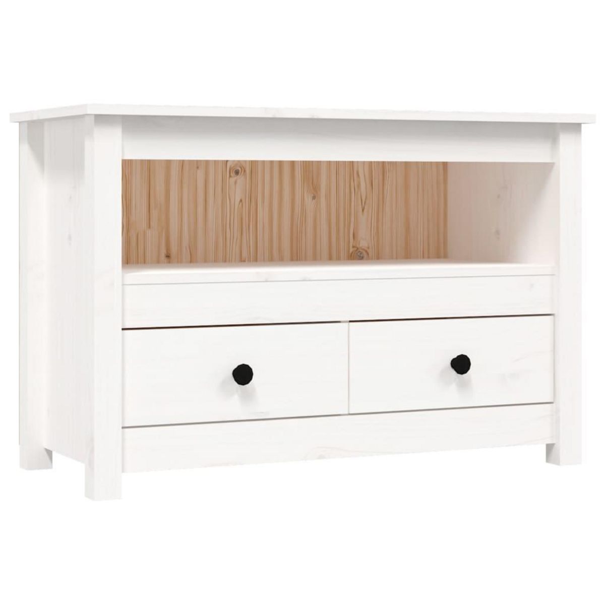 VIDAXL Meuble TV Blanc 79x35x52 cm Bois de pin massif