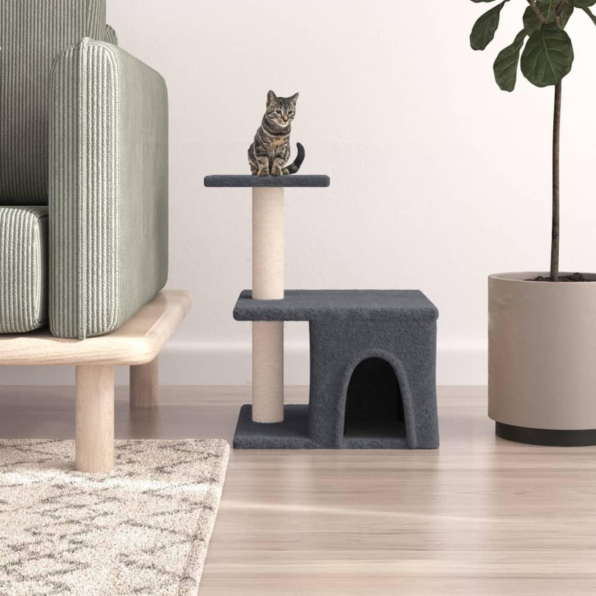VIDAXL Arbre a chat avec griffoirs en sisal gris fonce 48 cm