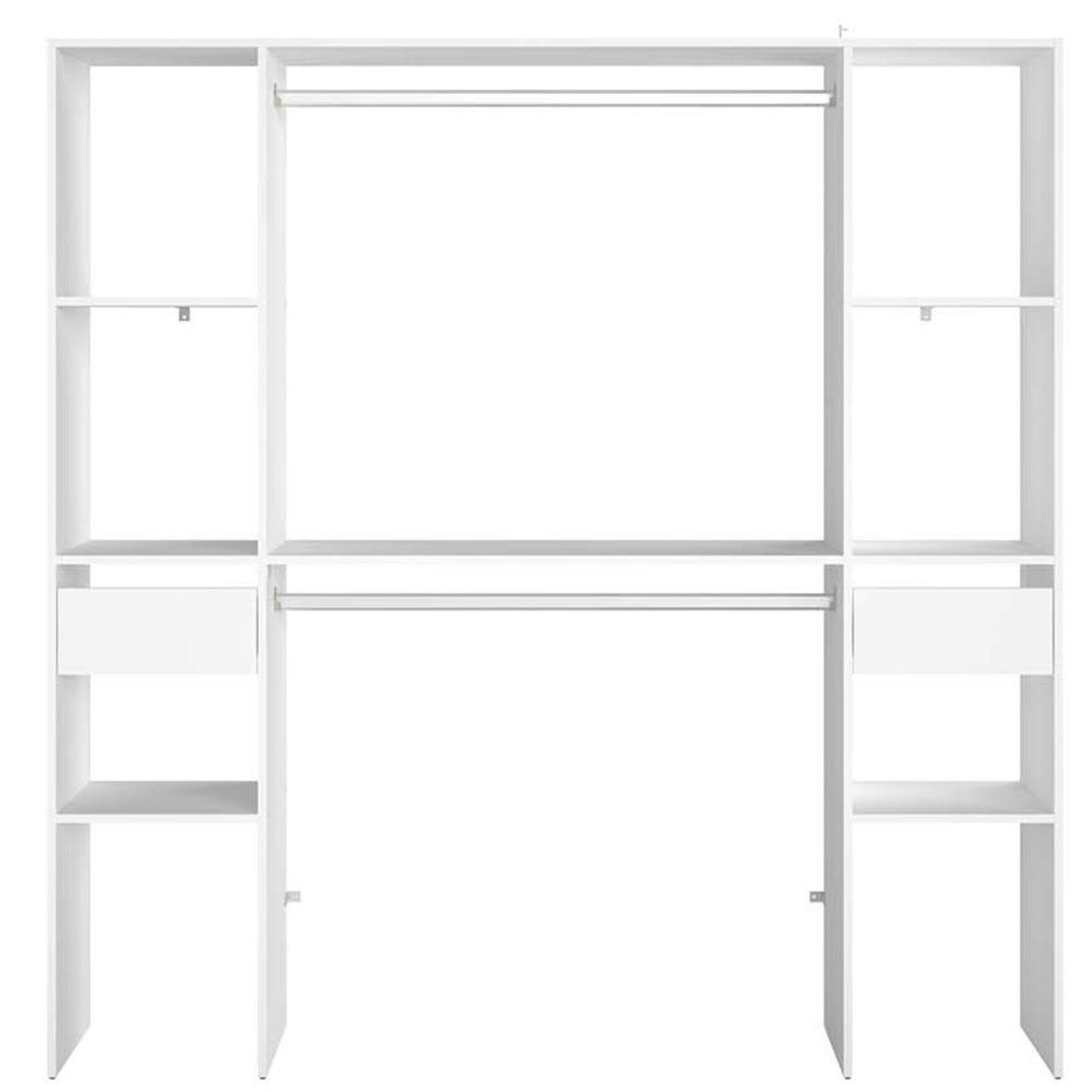 Voir la diapositive 1 : CONCEPT USINE Dressing blanc 2 penderies 6 étagères 2 tiroirs  ELYSEE