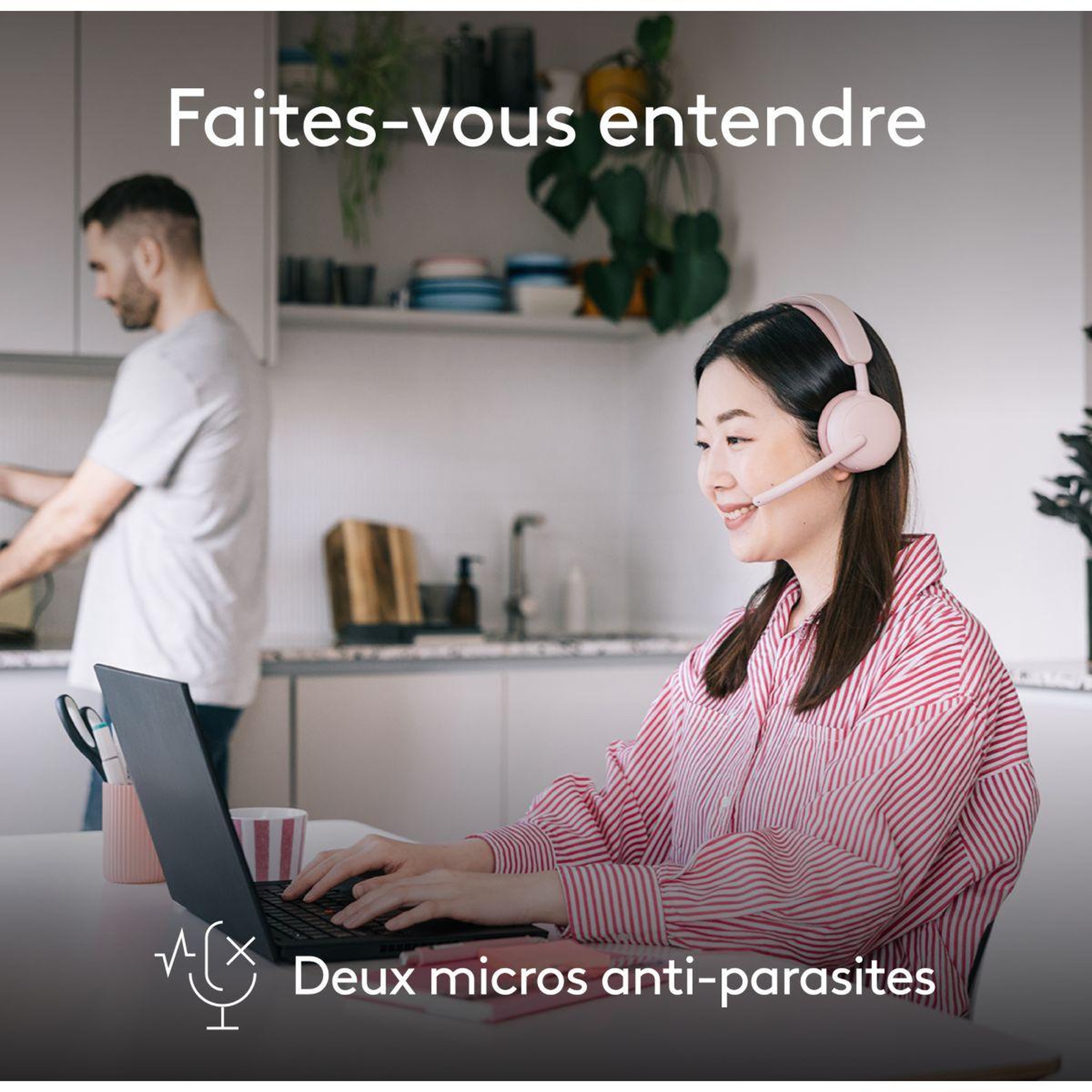 Voir la diapositive 4 : Logitech Micro-casque zone wireless 2 rose