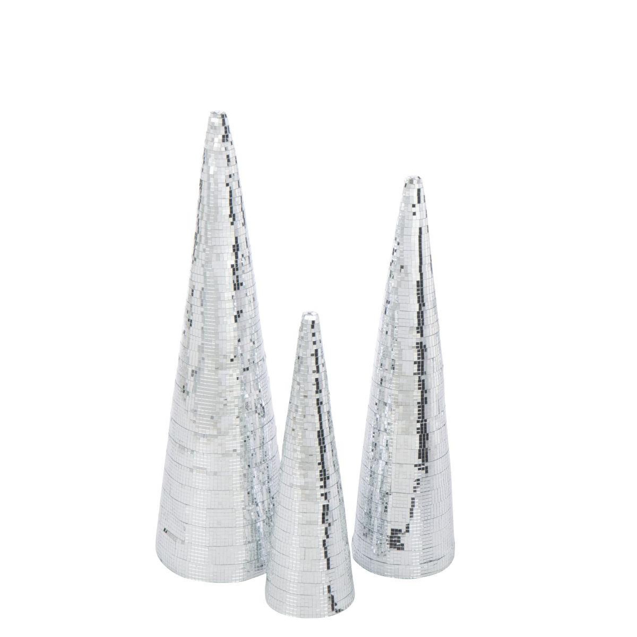 Voir la diapositive 2 : J-LINE Cône miroir déco  lyle  56cm argent