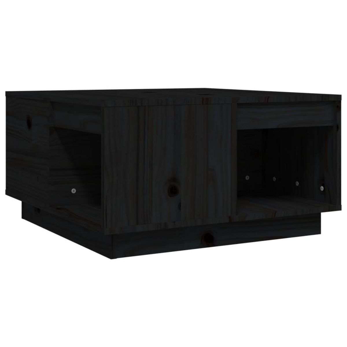 VIDAXL Table basse Noir 60x61x32,5 cm Bois massif de pin