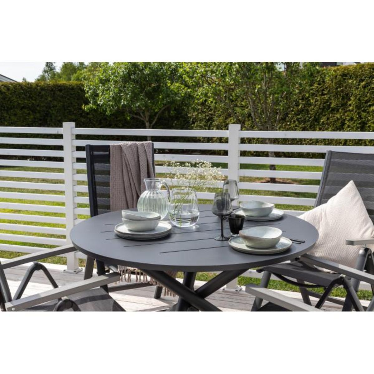 Paris Prix Table de Jardin Ronde  Alma  120cm Noir