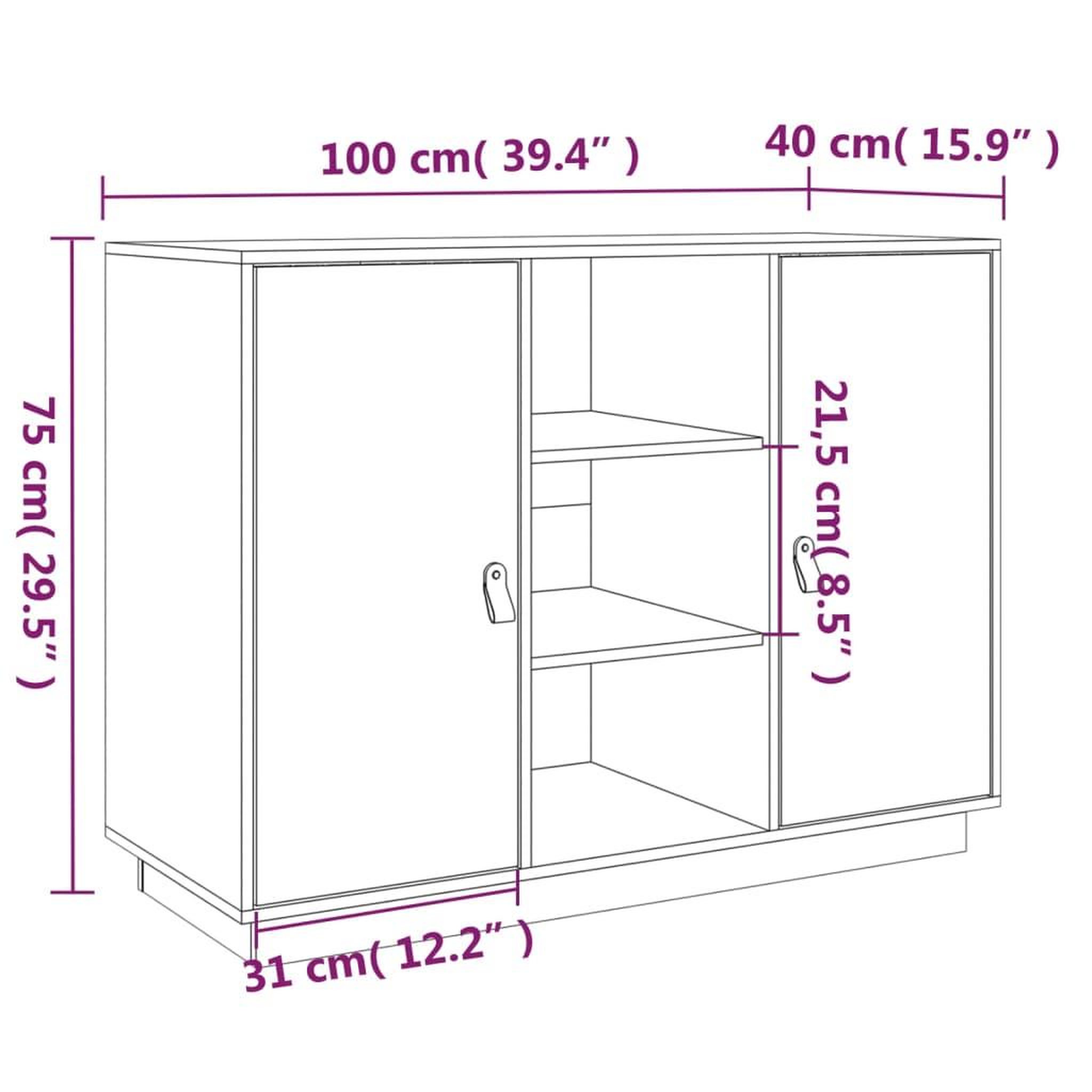 Voir la diapositive 6 : VIDAXL Buffet Marron miel 100x40x75 cm Bois massif de pin