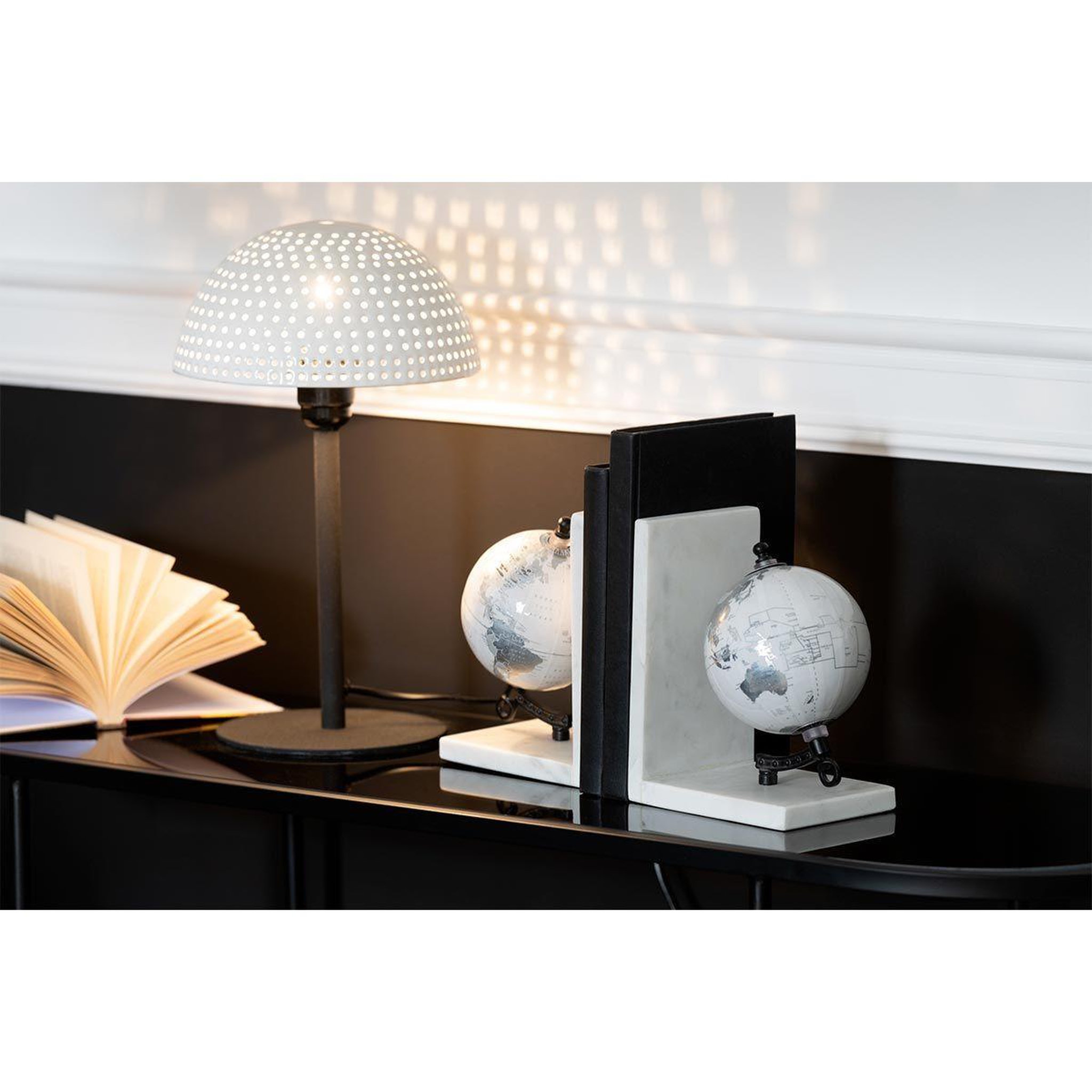 Voir la diapositive 4 : J-LINE Lampe à poser  champignon brillant  36cm blanc