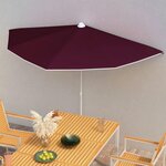 VIDAXL Demi-parasol de jardin avec mat 180x90 cm rouge bordeaux