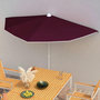 Voir la diapositive 1 : VIDAXL Demi-parasol de jardin avec mat 180x90 cm rouge bordeaux