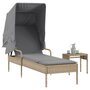 Voir la diapositive 1 : VIDAXL Chaise longue avec auvent et table beige resine tressee