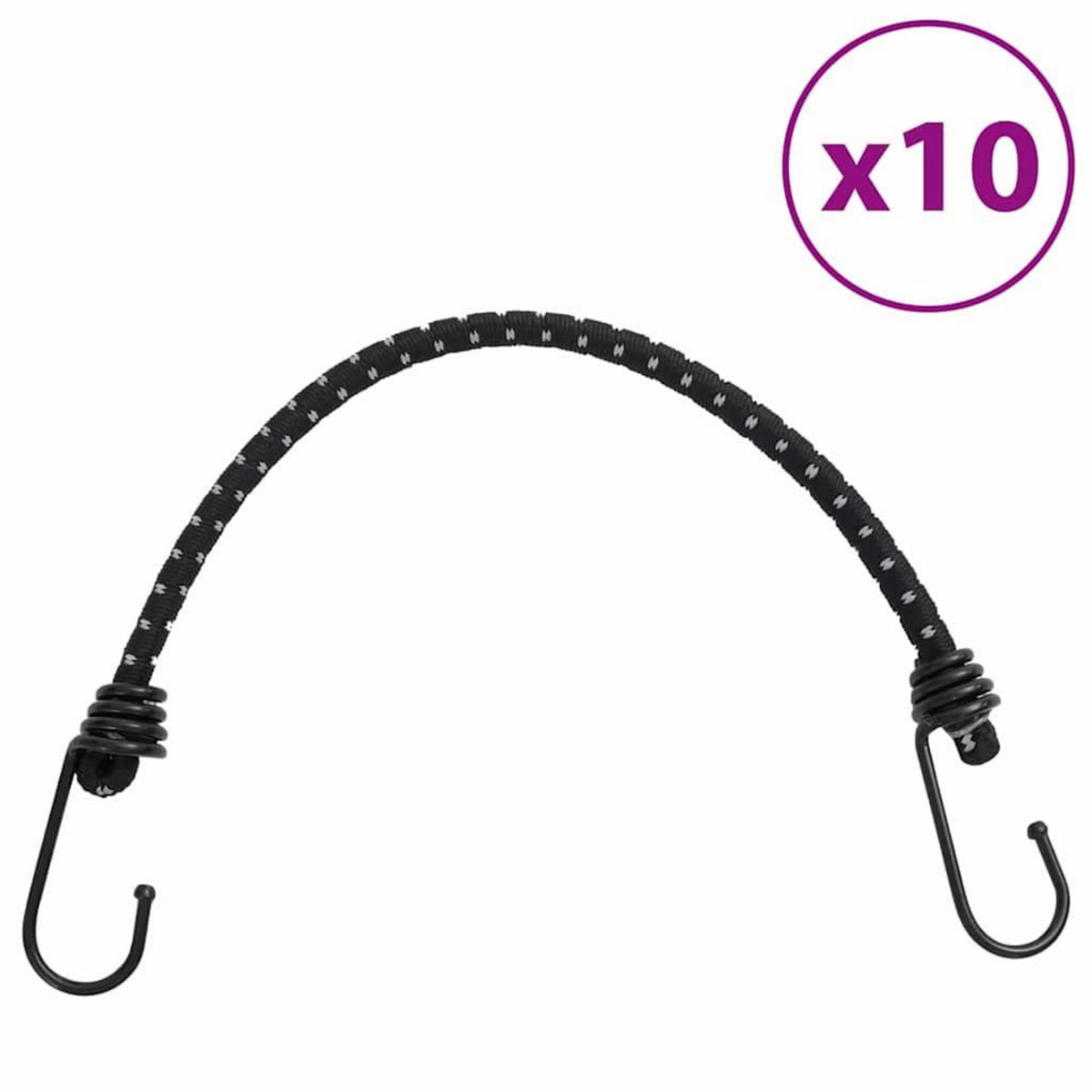 VIDAXL Cordes elastiques avec bandes reflechissantes et crochets 10pcs