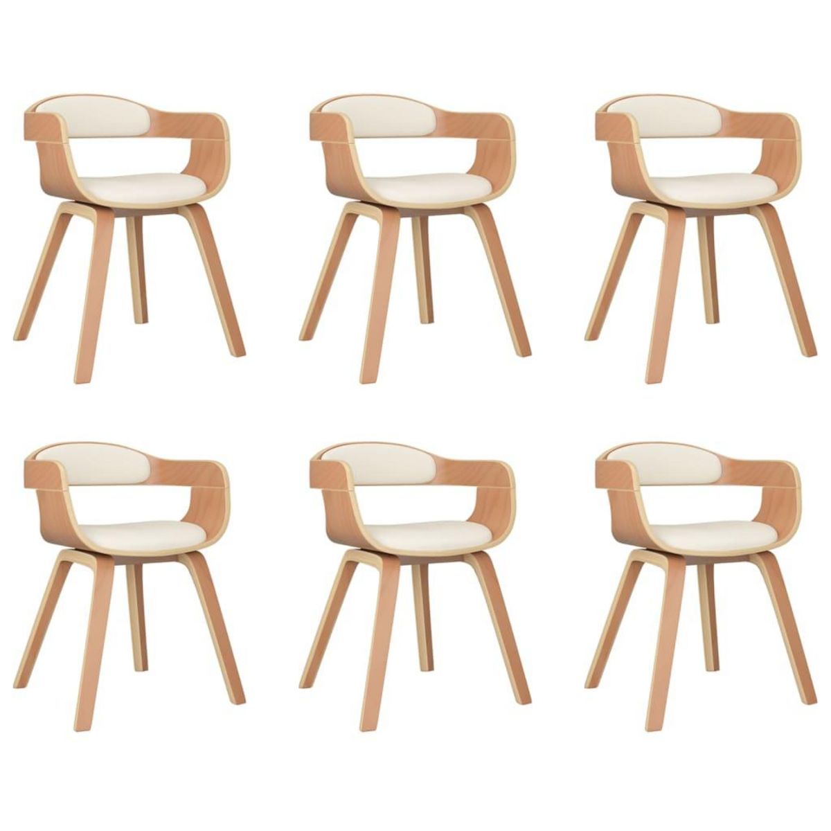 VIDAXL Chaises a manger lot de 6 creme similicuir et bois courbe