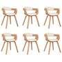 Voir la diapositive 2 : VIDAXL Chaises a manger lot de 6 creme similicuir et bois courbe