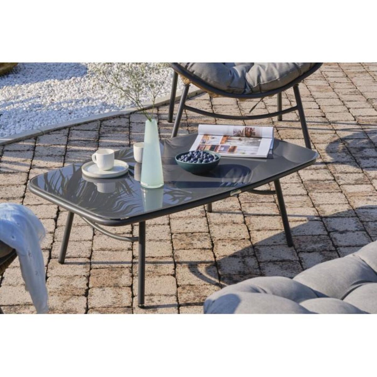 Paris Prix Salon de Jardin 4 Places en Résine Tressée  Tulum  150cm Marron