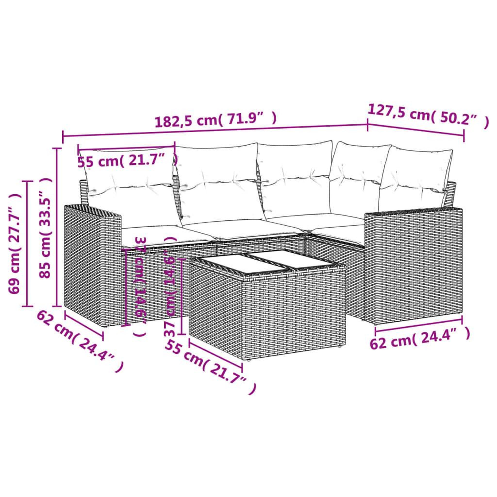 Voir la diapositive 3 : VIDAXL Salon de jardin 5 pcs avec coussins noir resine tressee