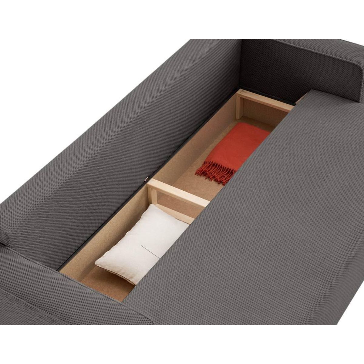 BEST MOBILIER Topaze - canapé droit 3 places convertible avec coffre en velours texturé