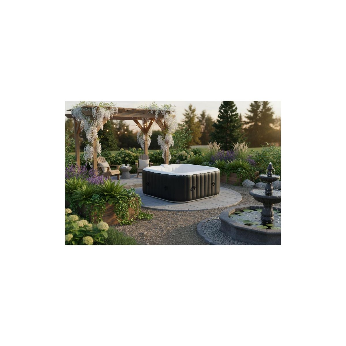 Ospazia Spa gonflable 4 places carré - Ospazia - Dimensions : 155 x 155 cm - Filtre et bâche inclus