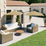 VIDAXL Parasol de jardin double avec mat en acier taupe 600x300 cm