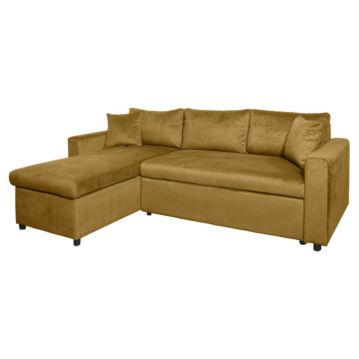 Canapé d'angle réversible convertible avec coffre en tissu ou velours GERALDINE 