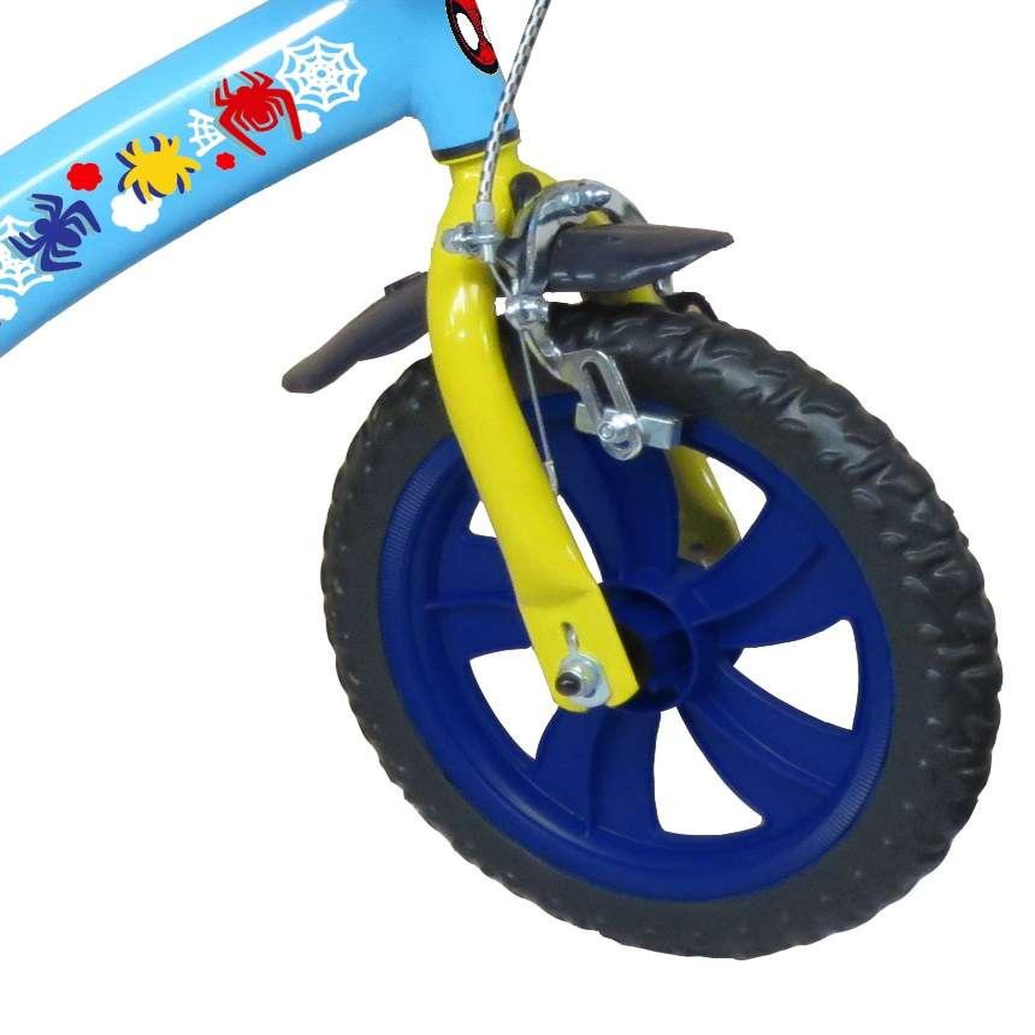 Voir la diapositive 3 : Vélo enfant - Modèle 12'' Spidey et ses amis pour enfant de 85/100 cm avec stabilisateurs - Plaque décorative avant - Porte bidon - 1 frein et roues bâtons