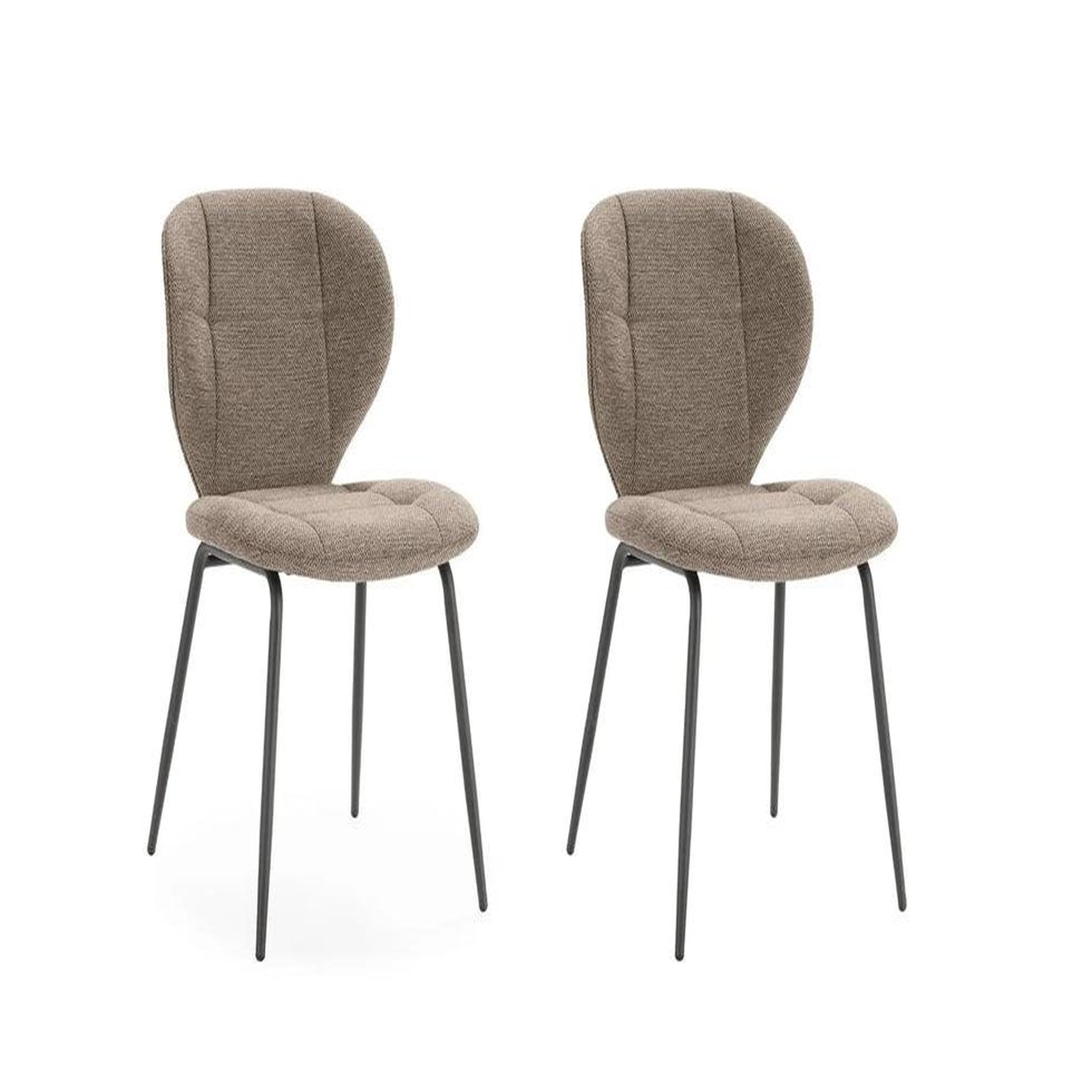 CASANOVA PARIS Porto - lot de 2 chaises pieds en métal noir. Coloris disponibles : Marron, Gris