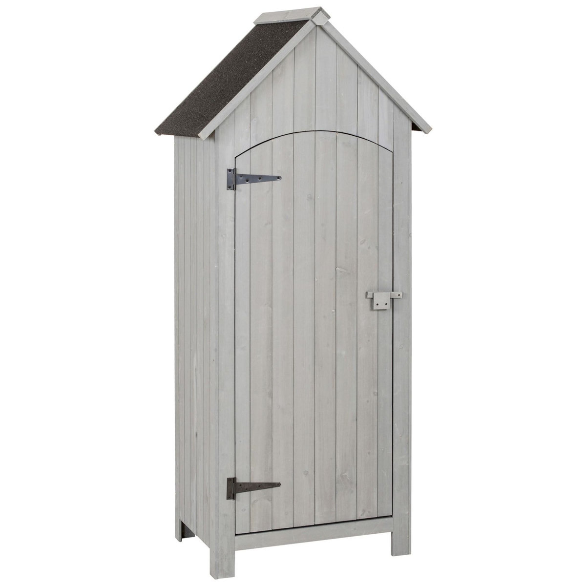 OUTSUNNY Armoire abri de jardin remise pour outils 3 étagères porte loquet toit pente bitumé dim. 77L x 54l x 179H cm bois sapin pré-huilé gris