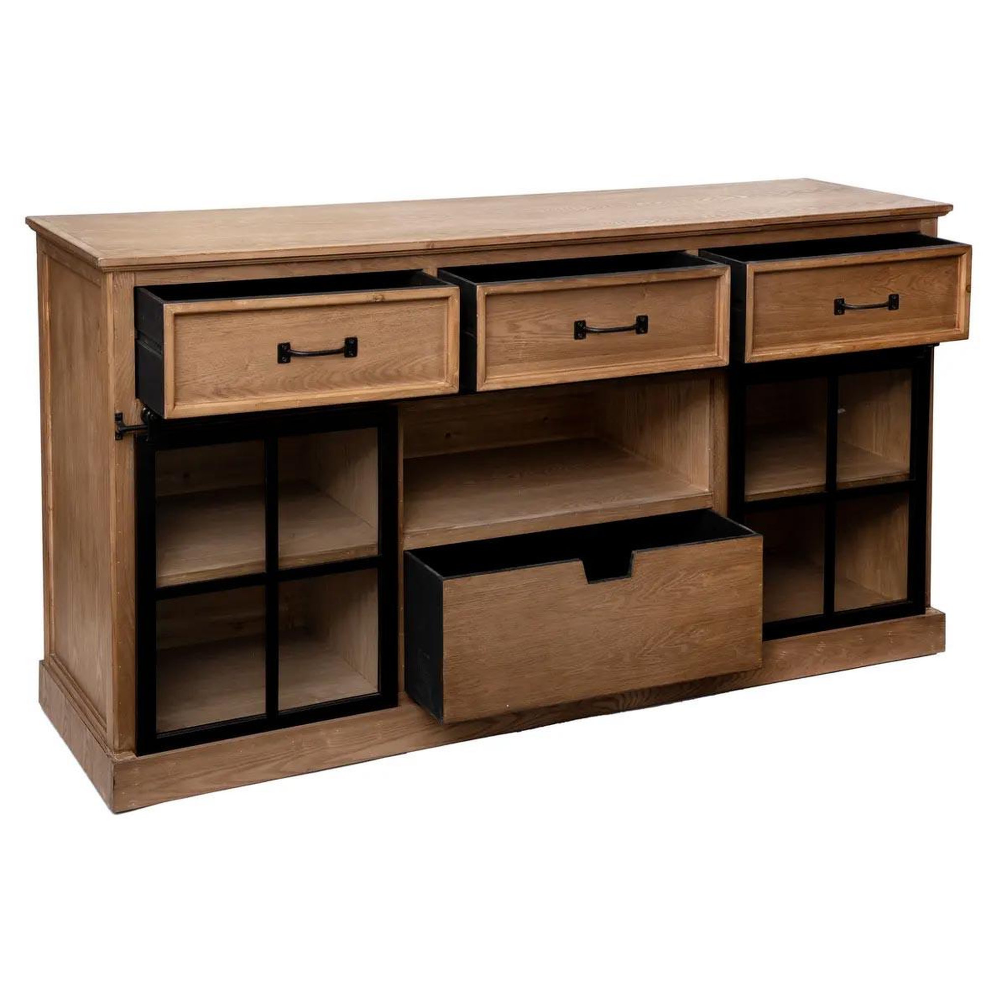 Voir la diapositive 2 : ATMOSPHERA Buffet 2 portes & 4 tiroirs  danik  160cm naturel