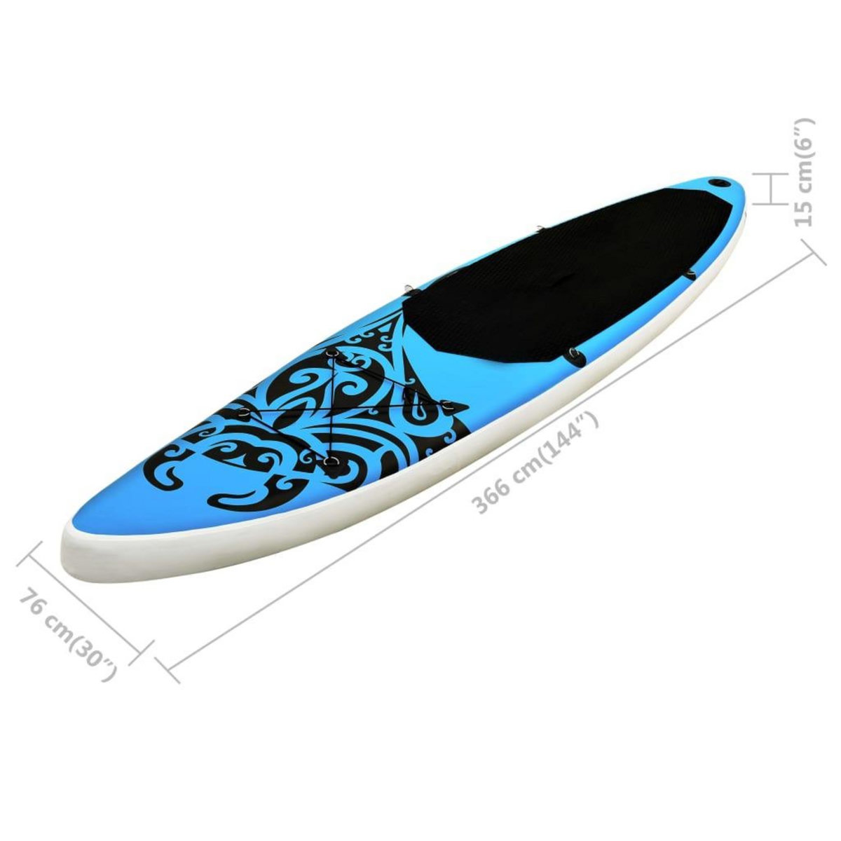 VIDAXL Ensemble de planche SUP gonflable 366x76x15 cm bleu